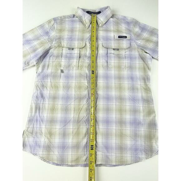 Columbia PFG Super Bahama Shirt Women’s Small Plaid Long Sleeve Vented Purple - Picture 3 of 8